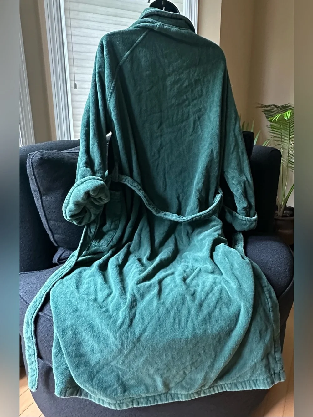 VINTAGE• Charter Club • forest green • 100% cotton • long spa bath robe • turkey